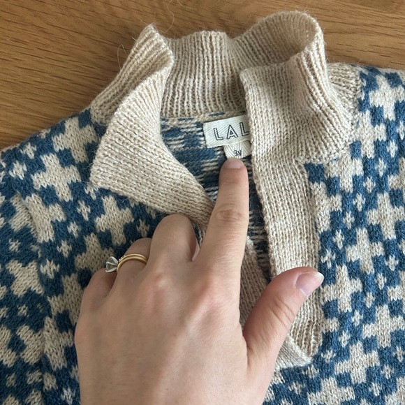 Kids Blue and Cream Knit Pullover Sweater - Picture 2 of 2